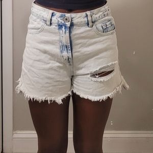 BLUE SAVVY Denim distressed cut-out shorts